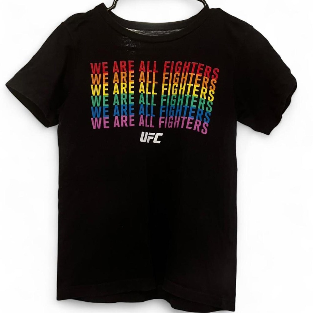 UFC Black Tee with Rainbow Graphic We Are Fighters Youth Medium Pride